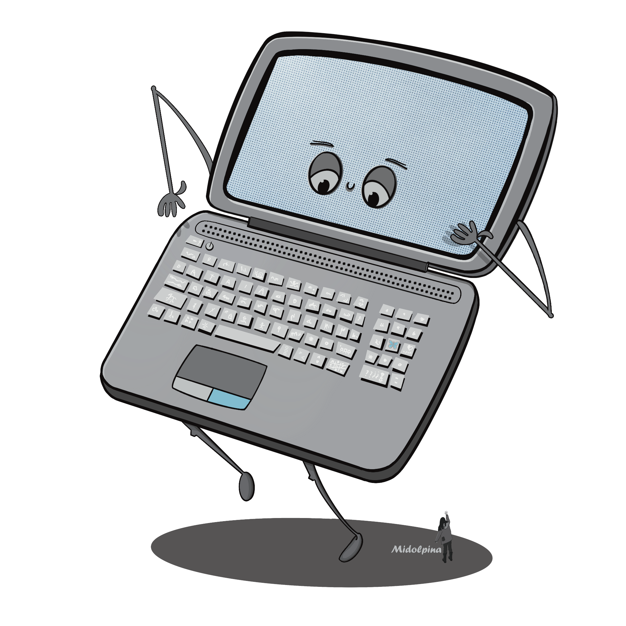 Ilustración ordenador portátil. Analítica de datos y BI. Microsoft Power BI, Microsoft Power Apps. Microsoft Power Automate.